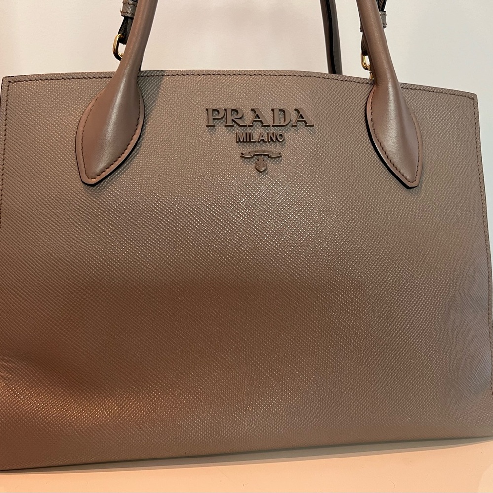 Authentic Prada Milano Taupe Leather Tote Bag - Picture 13 of 17